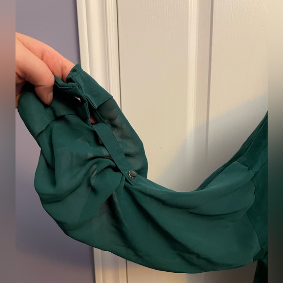 Daniel Rainn Sheer Emerald Green Button Up Blouse - Picture 3 of 4